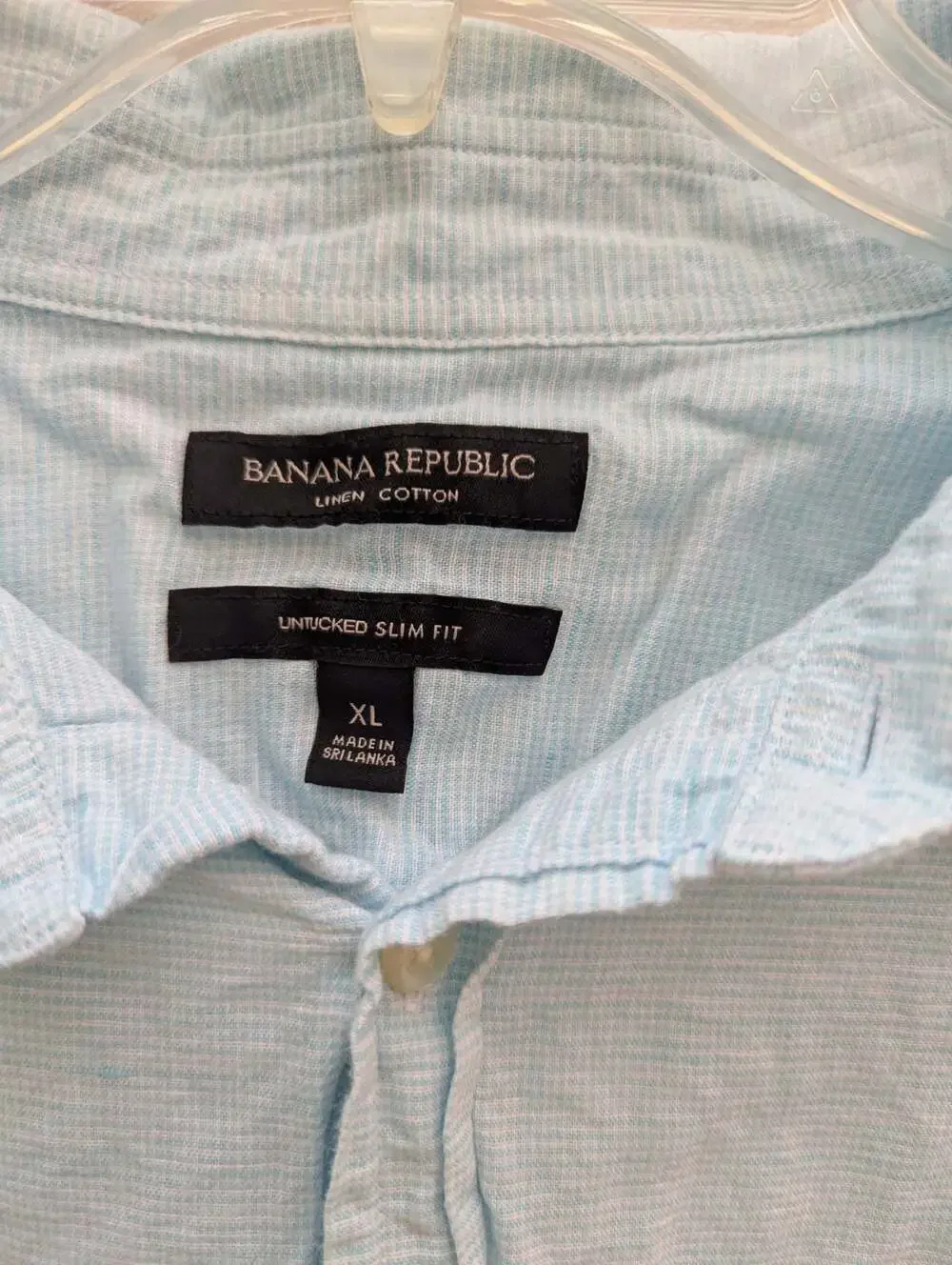 Banana Republic Untucked Slim Fit Linen Cotton Long Sleeve Shirt Light Blue XL